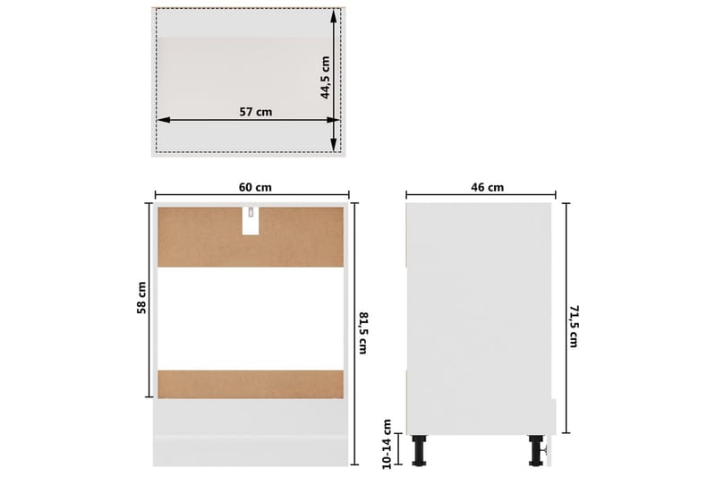 Köksskåp för skåp vit 60x46x81,5 cm spånskiva - Vit - Köksskåp