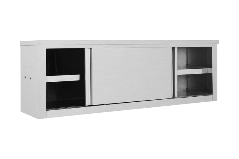 Köksskåp med skjutdörrar 150x40x50 cm rostfritt stål - Grå - Köksskåp