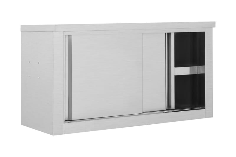 Köksskåp med skjutdörrar 90x40x50 cm rostfritt stål - Grå - Köksskåp