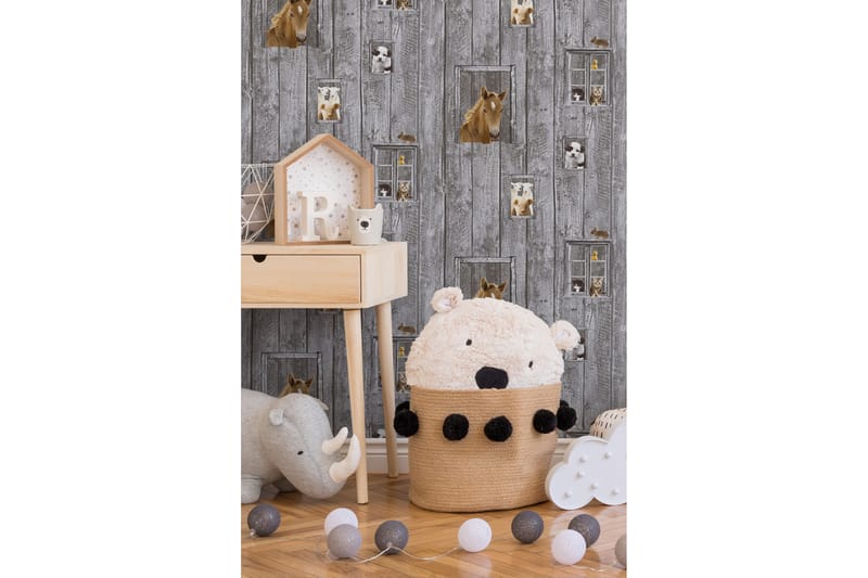 Barnrums Tapet Little Stars Ovävd Grå - AS Creation - Inredning - Väggdekor - Tapet & tapettillbehör - Mönstrad tapet
