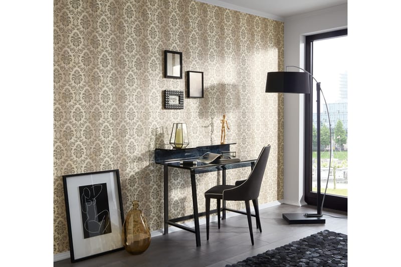 Barock Tapet Hermitage Ovävd Cream Svart - AS Creation - Inredning - Väggdekor - Tapet & tapettillbehör - Mönstrad tapet