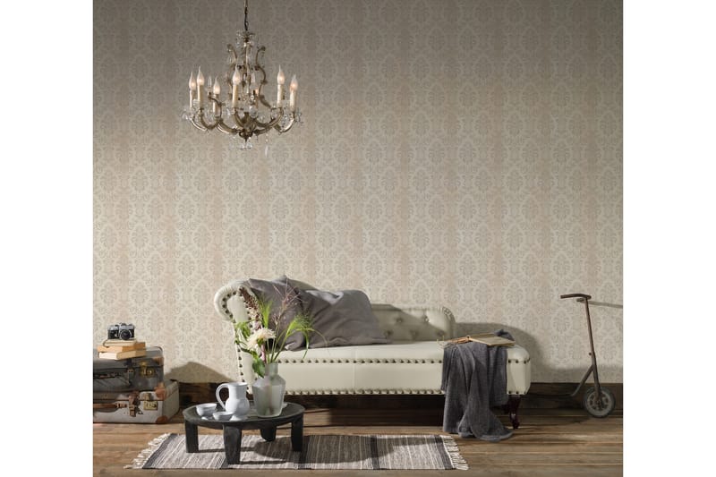 Barock Tapet Hermitage Ovävd Grå Cream - AS Creation - Inredning - Väggdekor - Tapet & tapettillbehör - Mönstrad tapet
