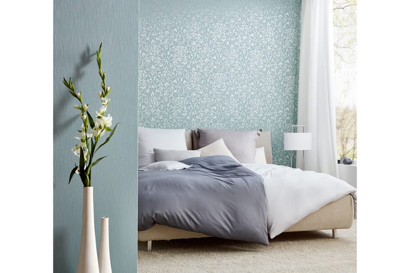 Barock Tapet Metallic Silk Ovävd Blå - AS Creation - Inredning - Väggdekor - Tapet & tapettillbehör - Mönstrad tapet
