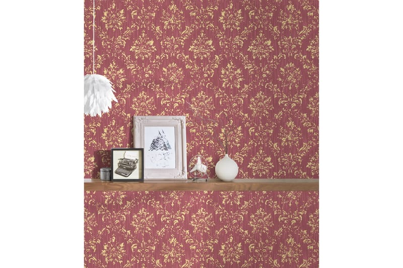 Barock Tapet Metallic Silk Ovävd Röd - AS Creation - Inredning - Väggdekor - Tapet & tapettillbehör - Mönstrad tapet