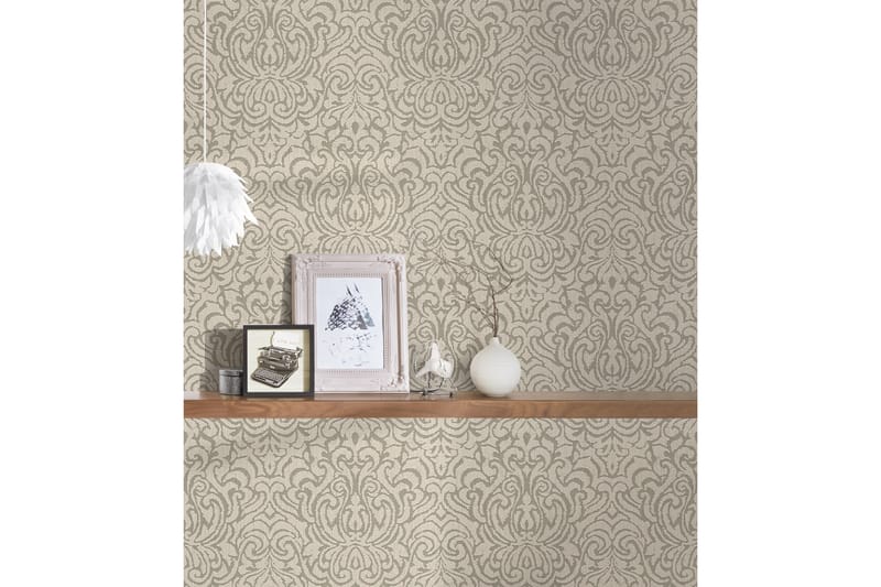Barock Tapet Tessuto 2 Ovävd Beige Brun - AS Creation - Inredning - Väggdekor - Tapet & tapettillbehör - Mönstrad tapet