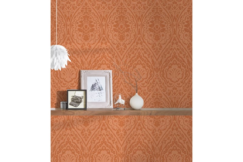 Barock Tapet Tessuto 2 Ovävd Orange Röd - AS Creation - Inredning - Väggdekor - Tapet & tapettillbehör - Mönstrad tapet