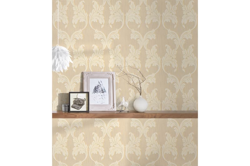 Barock Tapet Tessuto Ovävd Beige Gul - AS Creation - Inredning - Väggdekor - Tapet & tapettillbehör - Mönstrad tapet