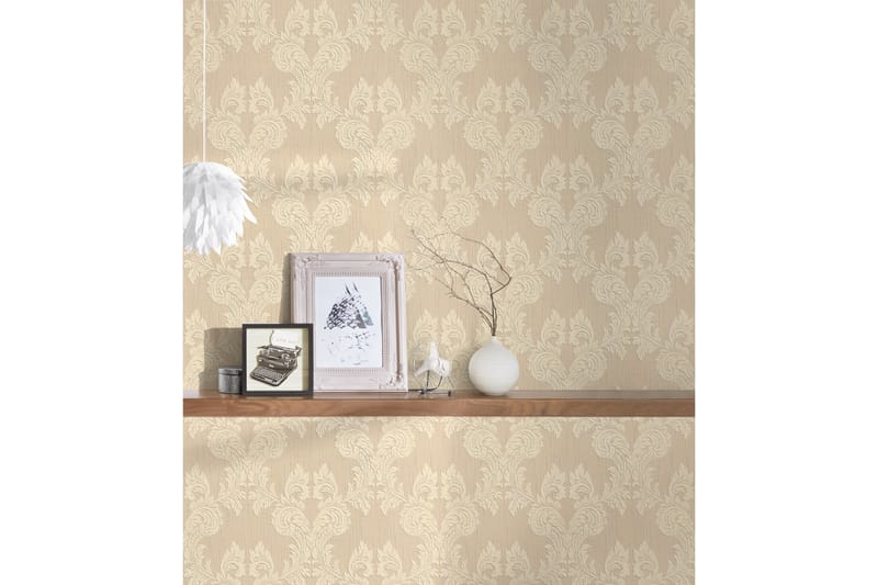 Barock Tapet Tessuto Ovävd Beige Gul - AS Creation - Inredning - Väggdekor - Tapet & tapettillbehör - Mönstrad tapet