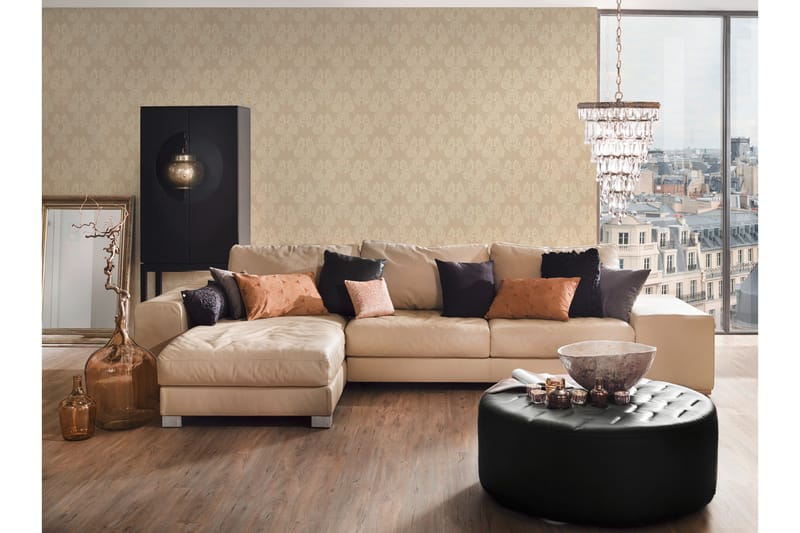 Barock Tapet Tessuto Ovävd Beige Gul - AS Creation - Inredning - Väggdekor - Tapet & tapettillbehör - Mönstrad tapet