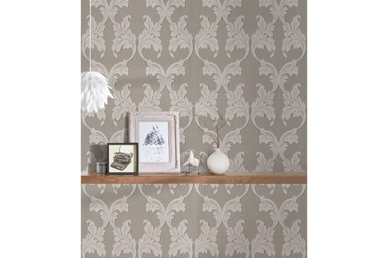 Barock Tapet Tessuto Ovävd Grå Beige - AS Creation - Inredning - Väggdekor - Tapet & tapettillbehör - Mönstrad tapet