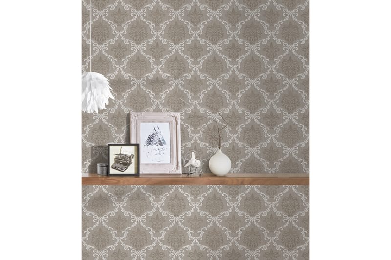 Barock Tapet Tessuto Ovävd Grå Beige - AS Creation - Inredning - Väggdekor - Tapet & tapettillbehör - Mönstrad tapet