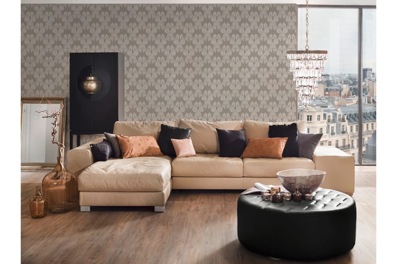 Barock Tapet Tessuto Ovävd Grå Beige - AS Creation - Inredning - Väggdekor - Tapet & tapettillbehör - Mönstrad tapet