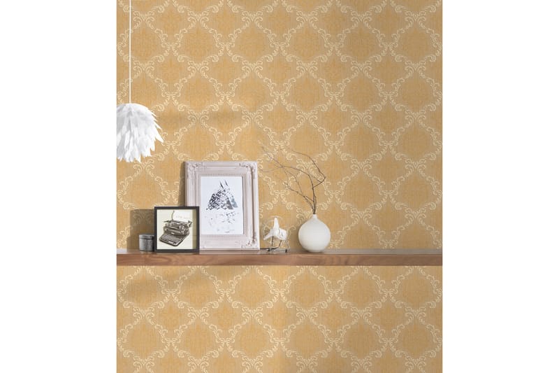 Barock Tapet Tessuto Ovävd Orange Beige - AS Creation - Inredning - Väggdekor - Tapet & tapettillbehör - Mönstrad tapet
