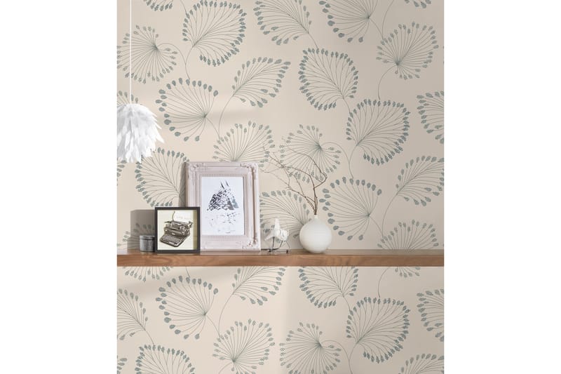 Blommig Tapet Alpha Ovävd Blå Beige - AS Creation - Inredning - Väggdekor - Tapet & tapettillbehör - Mönstrad tapet