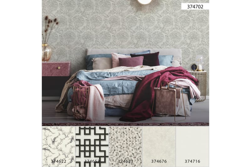 Blommig Tapet Asian Fusion Ovävd Vit - AS Creation - Inredning - Väggdekor - Tapet & tapettillbehör - Mönstrad tapet