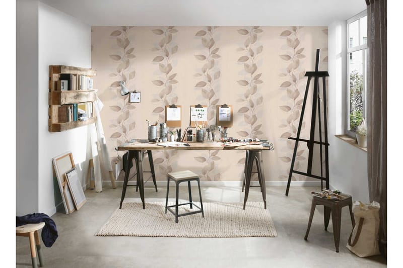 Blommig Tapet Attractive Ovävd Beige - AS Creation - Kökstapet - Mönstrad tapet - Vinyltapet