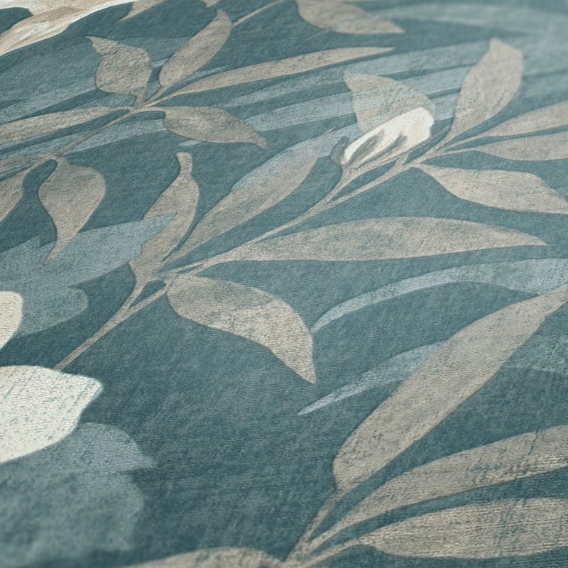 Blommig Tapet Cuba Ovävd Beige Blå - AS Creation - Inredning - Väggdekor - Tapet & tapettillbehör - Mönstrad tapet