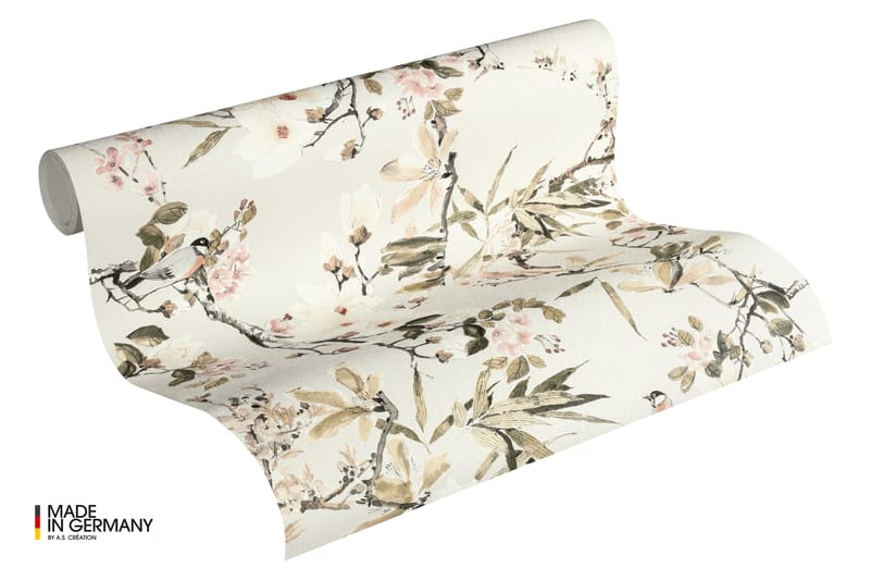 Blommig Tapet Dream Again Ovävd Beige - AS Creation - Inredning - Väggdekor - Tapet & tapettillbehör - Mönstrad tapet