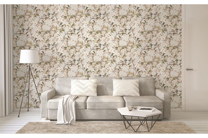 Blommig Tapet Dream Again Ovävd Beige - AS Creation - Inredning - Väggdekor - Tapet & tapettillbehör - Mönstrad tapet