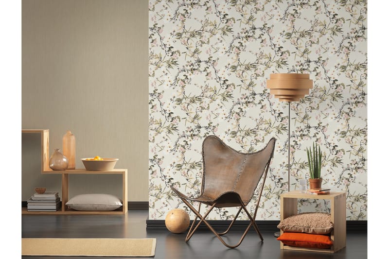Blommig Tapet Dream Again Ovävd Beige - AS Creation - Inredning - Väggdekor - Tapet & tapettillbehör - Mönstrad tapet