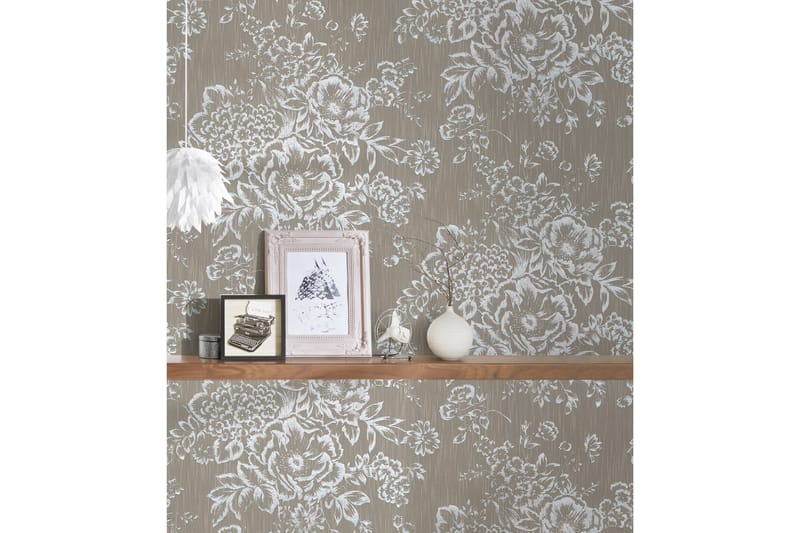 Blommig Tapet Metallic Silk Ovävd - AS Creation - Inredning - Väggdekor - Tapet & tapettillbehör - Mönstrad tapet