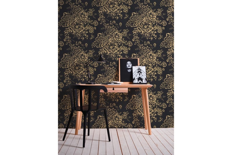 Blommig Tapet Metallic Silk Ovävd Guld - AS Creation - Inredning - Väggdekor - Tapet & tapettillbehör - Mönstrad tapet