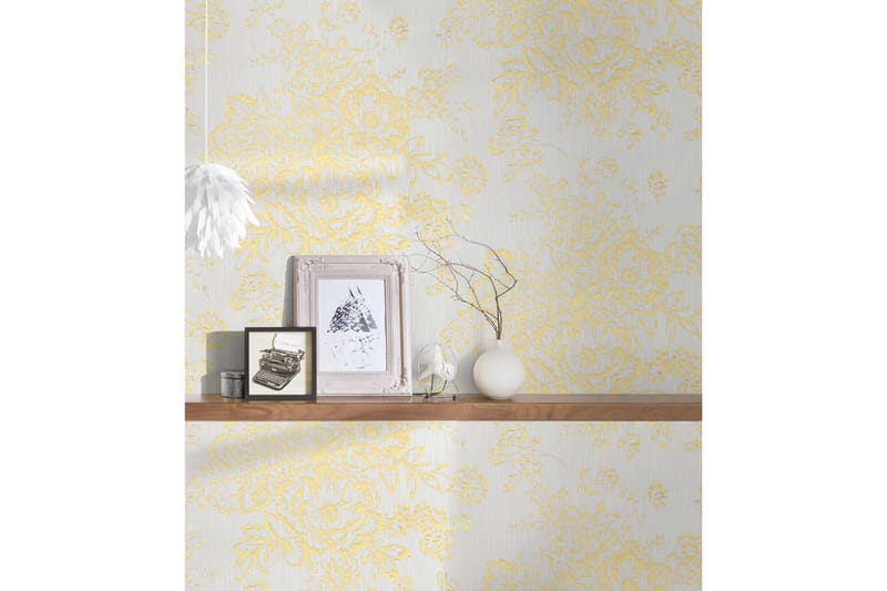 Blommig Tapet Metallic Silk Ovävd Guld - AS Creation - Inredning - Väggdekor - Tapet & tapettillbehör - Mönstrad tapet