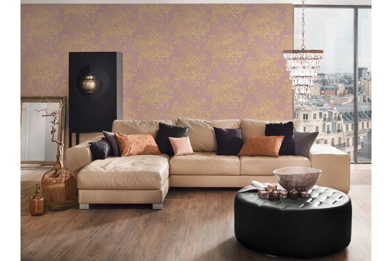 Blommig Tapet Metallic Silk Ovävd Guld - AS Creation - Inredning - Väggdekor - Tapet & tapettillbehör - Mönstrad tapet