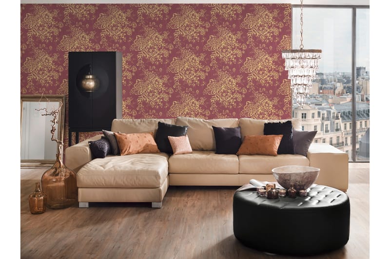 Blommig Tapet Metallic Silk Ovävd Guld - AS Creation - Inredning - Väggdekor - Tapet & tapettillbehör - Mönstrad tapet