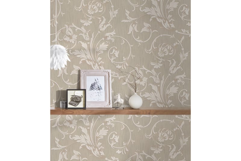 Blommig Tapet Tessuto Ovävd Beige - AS Creation - Inredning - Väggdekor - Tapet & tapettillbehör - Mönstrad tapet