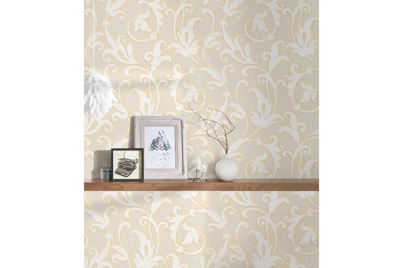 Blommig Tapet Tessuto Ovävd Cream Beige - AS Creation - Inredning - Väggdekor - Tapet & tapettillbehör - Mönstrad tapet