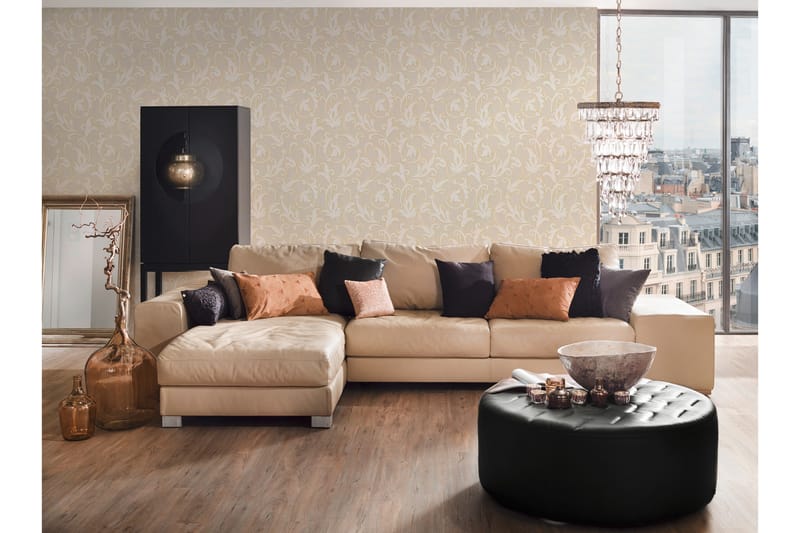 Blommig Tapet Tessuto Ovävd Cream Beige - AS Creation - Inredning - Väggdekor - Tapet & tapettillbehör - Mönstrad tapet