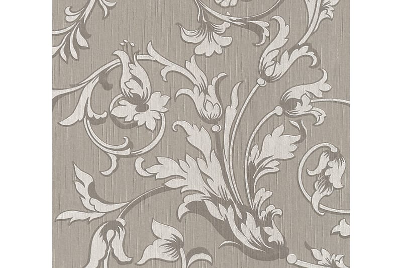 Blommig Tapet Tessuto Ovävd Grå Beige - AS Creation - Inredning - Väggdekor - Tapet & tapettillbehör - Mönstrad tapet