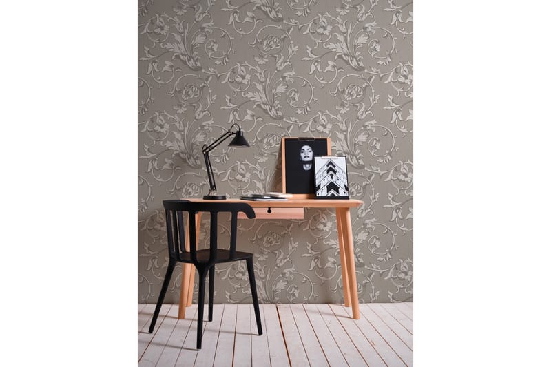 Blommig Tapet Tessuto Ovävd Grå Beige - AS Creation - Inredning - Väggdekor - Tapet & tapettillbehör - Mönstrad tapet