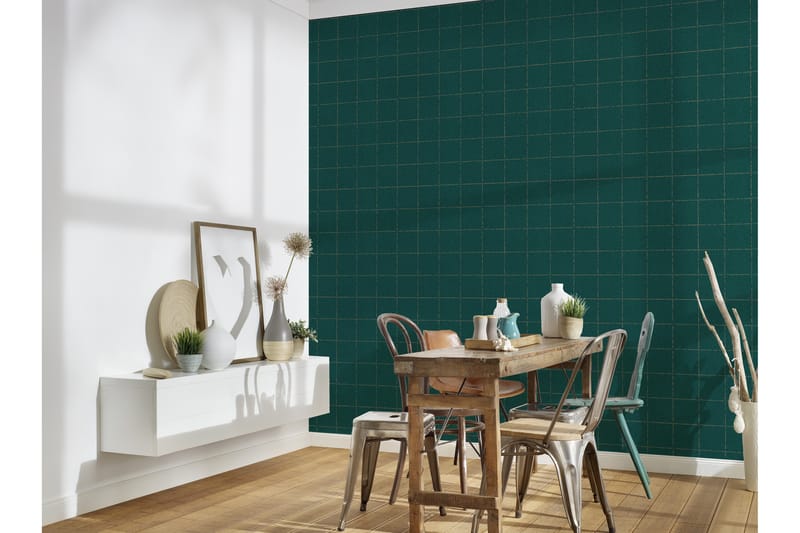 Bricka Tapet New Elegance Ovävd Grön - AS Creation - Inredning - Väggdekor - Tapet & tapettillbehör - Mönstrad tapet
