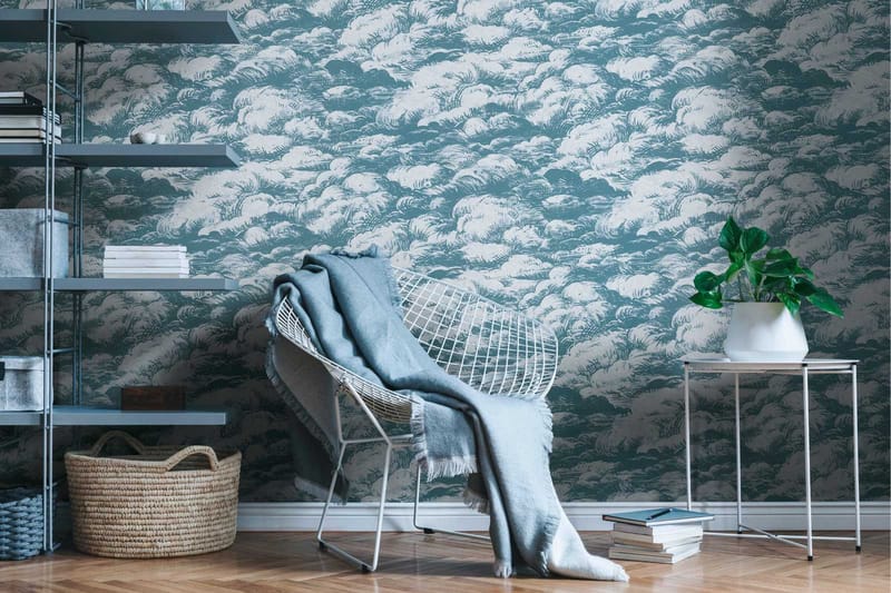 Cloud Tapet Jungle Chic Ovävd Blå Vit - AS Creation - Inredning - Väggdekor - Tapet & tapettillbehör - Mönstrad tapet