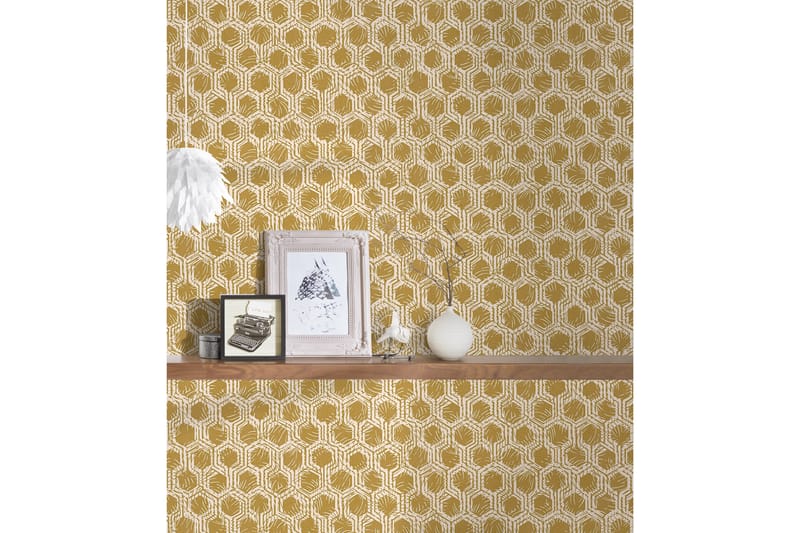 Geometric Tapet Alpha Ovävd Guld Beige - AS Creation - Inredning - Väggdekor - Tapet & tapettillbehör - Mönstrad tapet