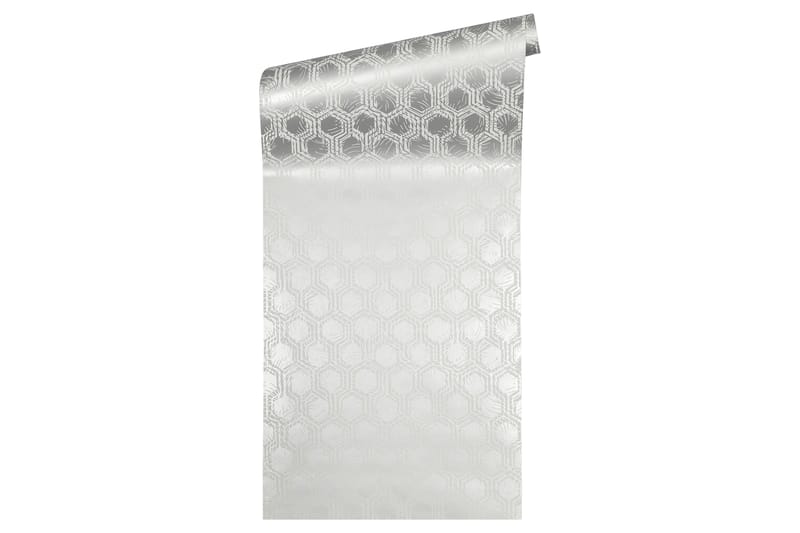 Geometric Tapet Alpha Ovävd Silver Vit - AS Creation - Inredning - Väggdekor - Tapet & tapettillbehör - Mönstrad tapet