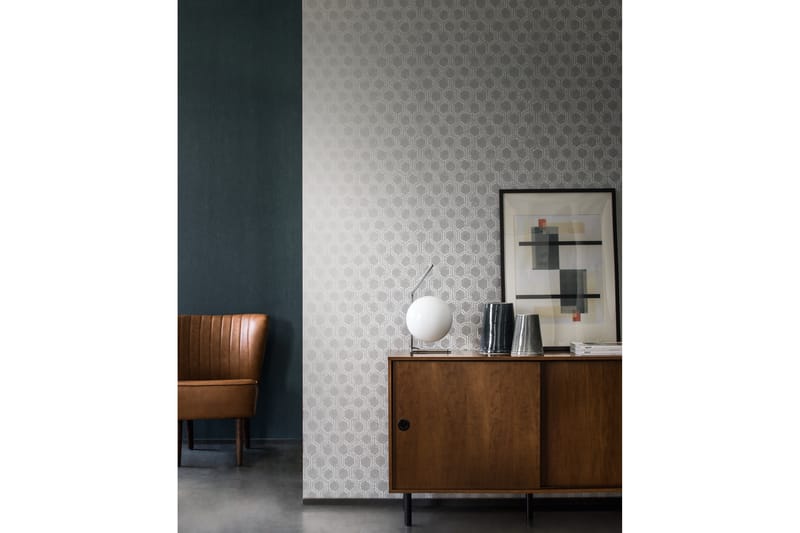 Geometric Tapet Alpha Ovävd Silver Vit - AS Creation - Inredning - Väggdekor - Tapet & tapettillbehör - Mönstrad tapet