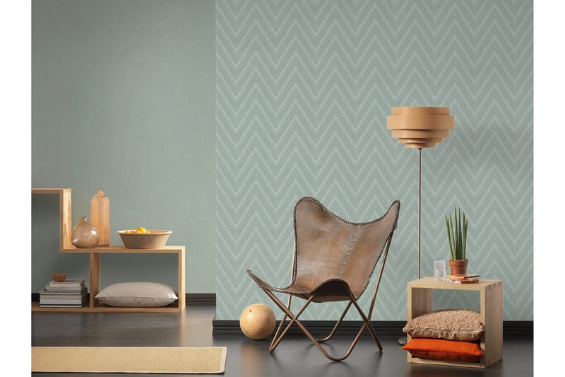 Geometric Tapet Hygge Ovävd Grön Blå - AS Creation - Inredning - Väggdekor - Tapet & tapettillbehör - Mönstrad tapet