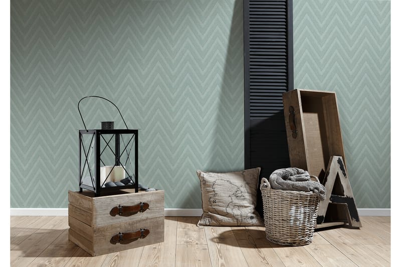 Geometric Tapet Hygge Ovävd Grön Blå - AS Creation - Inredning - Väggdekor - Tapet & tapettillbehör - Mönstrad tapet