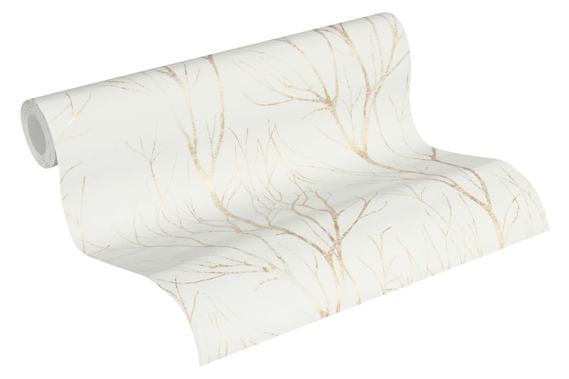 Gren Tapet Blooming Ovävd Beige Guld - AS Creation - Inredning - Väggdekor - Tapet & tapettillbehör - Mönstrad tapet