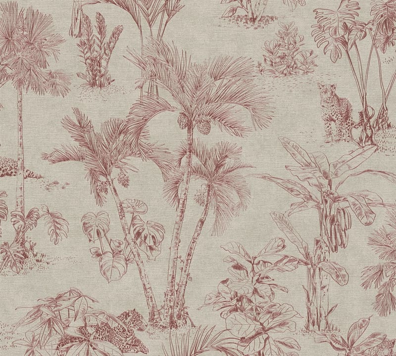 Jungle Tapet Cuba Ovävd Brun Röd - AS Creation - Inredning - Väggdekor - Tapet & tapettillbehör - Mönstrad tapet