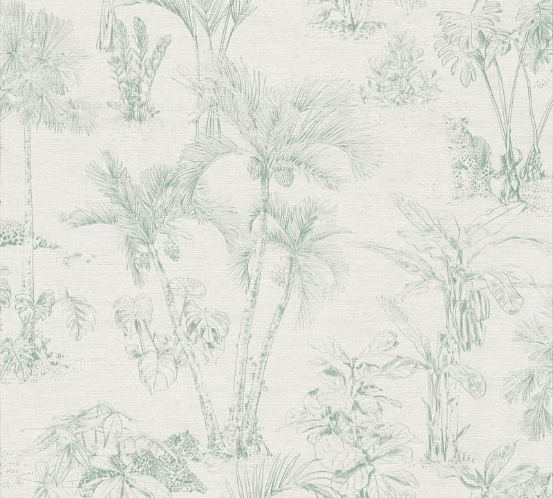 Jungle Tapet Cuba Ovävd Grå Grön - AS Creation - Inredning - Väggdekor - Tapet & tapettillbehör - Mönstrad tapet