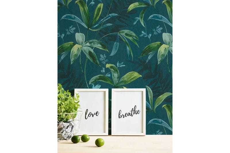 Jungle Tapet Jungle Chic Ovävd Blå Grön - AS Creation - Inredning - Väggdekor - Tapet & tapettillbehör - Mönstrad tapet