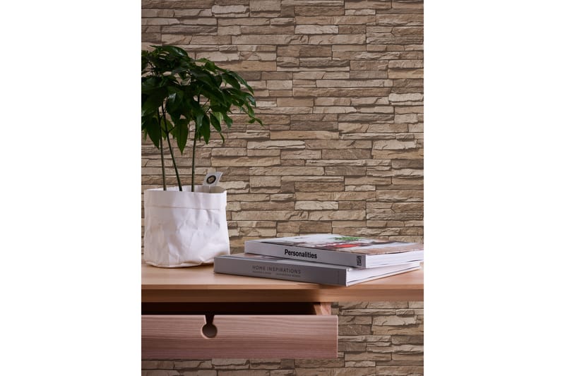 Sten Tapet Ovävd Brun Beige - AS Creation - Inredning - Väggdekor - Tapet & tapettillbehör - Mönstrad tapet