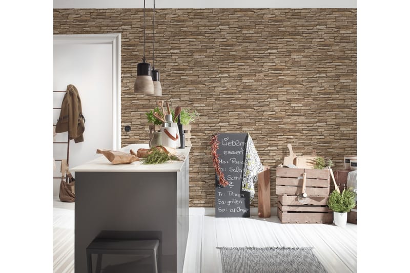 Sten Tapet Ovävd Brun Beige - AS Creation - Inredning - Väggdekor - Tapet & tapettillbehör - Mönstrad tapet