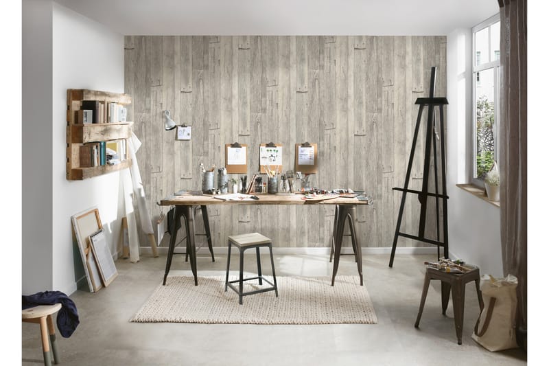 Trälik Tapet Ovävd Grå Beige - AS Creation - Inredning - Väggdekor - Tapet & tapettillbehör - Mönstrad tapet