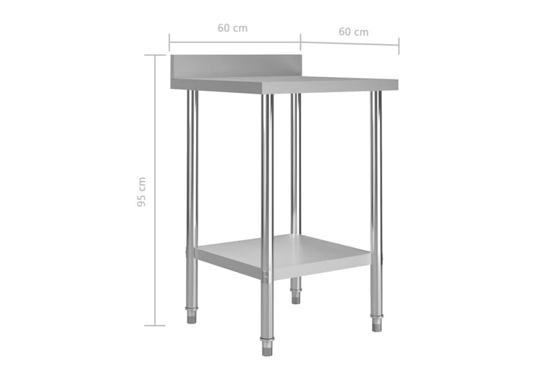 Arbetsbord med stänkskydd 60x60x93 cm rostfritt stål - Silver - Stänkskydd kök