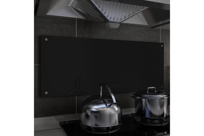 Stänkskydd svart 100x40 cm härdat glas - Svart - Stänkskydd kök
